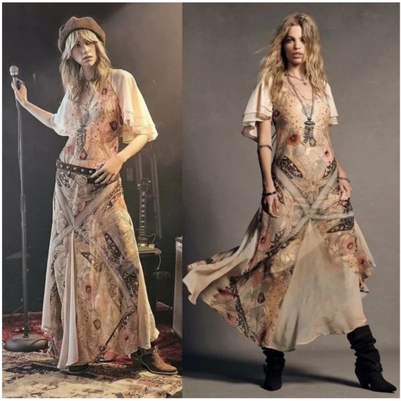 Free People Celestial Nights Fairy Combo Maxi Dress NWT Size XS - Picture 2 of 15